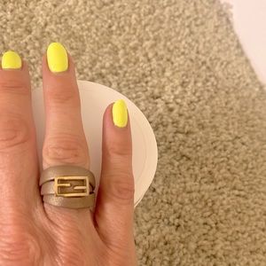Fendi FF Leather Wrap Ring